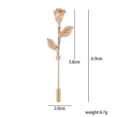 Picture of Metal Rose Lapel Pin Brooch For Men & Women (1Ps) (Gold)