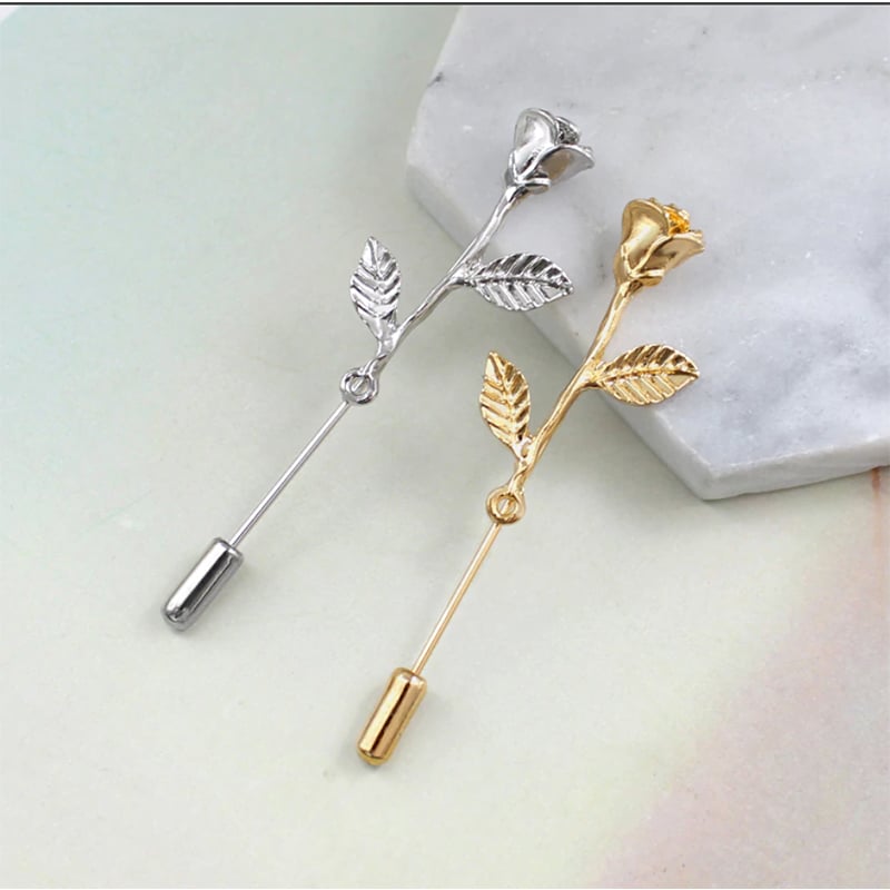 Picture of Metal Rose Lapel Pin Brooch For Men & Women (1Ps) (Silver)