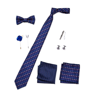 Picture of Mens Luxury Tie Set Box Fashion Business Striped Necktie Square Scarf Combination 9P Set Box (LB172,Int: One size)