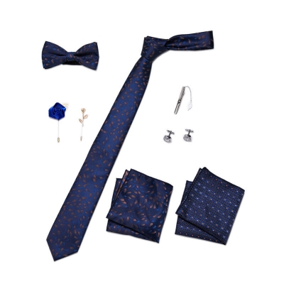 Picture of Mens Luxury Tie Set Box Fashion Business Striped Necktie Square Scarf Combination 9P Set Box (LB169,Int: One size)