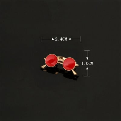 Picture of Men's Enamel Mini Sunglass Pin Brooch For Fashion Accessories (1Ps) (Golden Red)