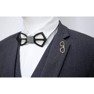Picture of Mens Fashion Brooch Suit Dress Accessories Enamel Glass Frame Brooch (Golden Frame)