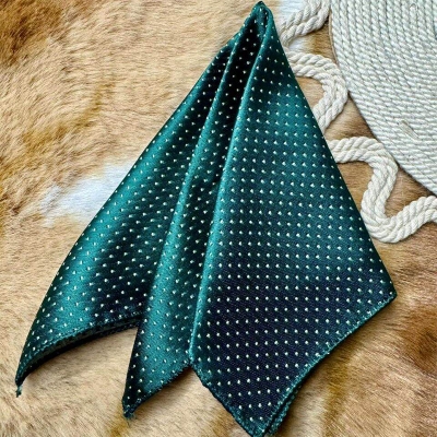 Picture of Elegant Geometric/Floral Polyester Pocket Square for Suit and Blazer, Formal Business Style - 23x23cm (Dotted Plain Green,Int: One size)