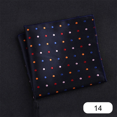 Picture of Elegant Geometric/Floral Polyester Pocket Square for Suit and Blazer, Formal Business Style - 23x23cm (Multi Color Dotted N. Blue,Int: One size)