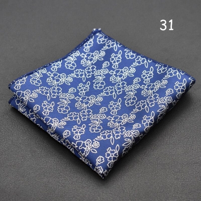 Picture of Elegant Geometric/Floral Polyester Pocket Square for Suit and Blazer, Formal Business Style - 23x23cm (Floral Blue,Int: One size)