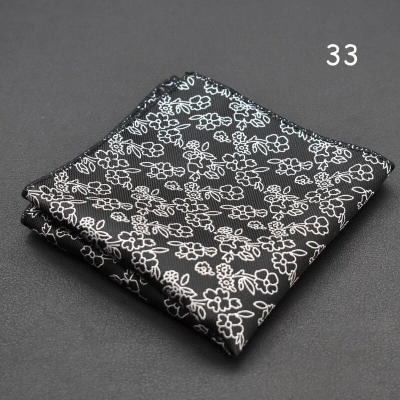 Picture of Elegant Geometric/Floral Polyester Pocket Square for Suit and Blazer, Formal Business Style - 23x23cm (Floral Black,Int: One size)