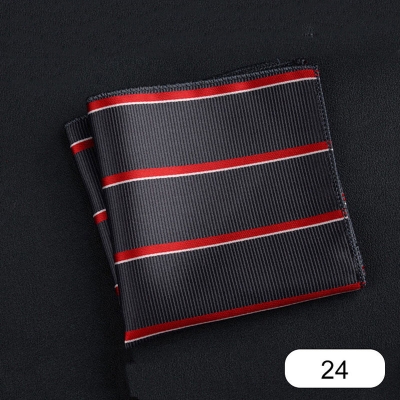Picture of Elegant Geometric/Floral Polyester Pocket Square for Suit and Blazer, Formal Business Style - 23x23cm (Maroon Strip on Ash,Int: One size)