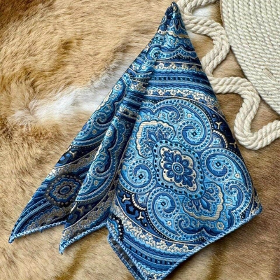 Picture of Elegant Geometric/Floral Polyester Pocket Square for Suit and Blazer, Formal Business Style - 23x23cm (Floral Light Blue,Int: One size)