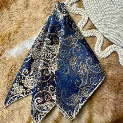 Picture of Elegant Geometric/Floral Polyester Pocket Square for Suit and Blazer, Formal Business Style - 23x23cm (Floral Golden,Int: One size)