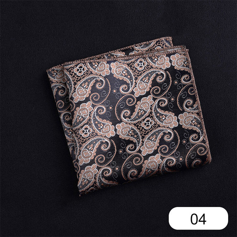 Picture of Elegant Geometric/Floral Polyester Pocket Square for Suit and Blazer, Formal Business Style - 23x23cm (Floral Golden,Int: One size)