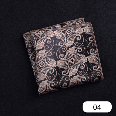 Picture of Elegant Geometric/Floral Polyester Pocket Square for Suit and Blazer, Formal Business Style - 23x23cm (Floral Golden,Int: One size)