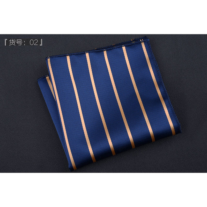 Picture of Elegant Geometric/Floral Polyester Pocket Square for Suit and Blazer, Formal Business Style - 23x23cm (Golden Strip Blue,Int: One size)