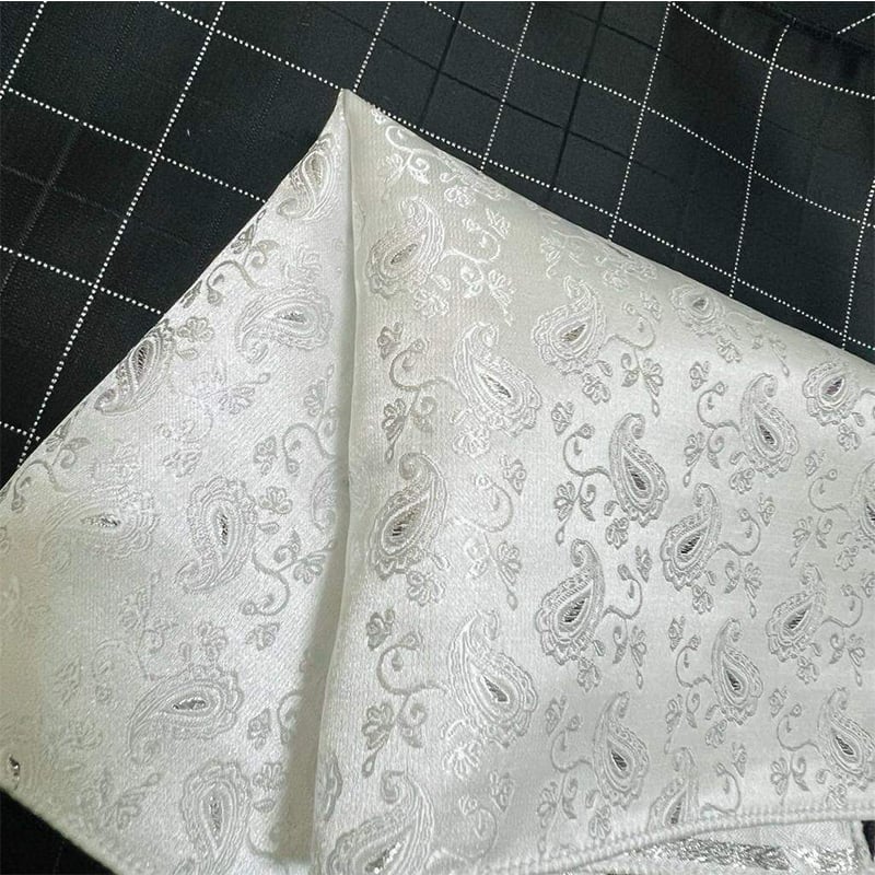 Picture of Elegant Geometric/Floral Polyester Pocket Square for Suit and Blazer, Formal Business Style - 23x23cm (Floral Pattern White,Int: One size)