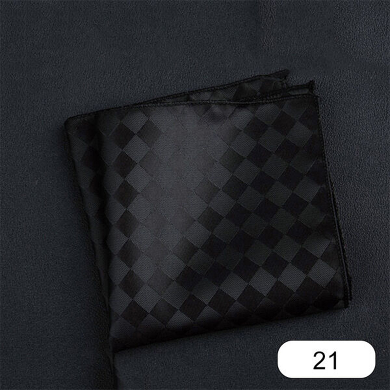 Picture of Elegant Geometric/Floral Polyester Pocket Square for Suit and Blazer, Formal Business Style - 23x23cm (Check Pure Black,Int: One size)