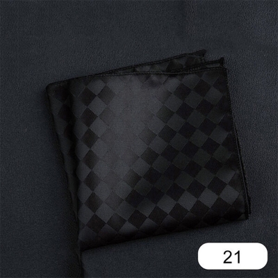 Picture of Elegant Geometric/Floral Polyester Pocket Square for Suit and Blazer, Formal Business Style - 23x23cm (Check Pure Black,Int: One size)