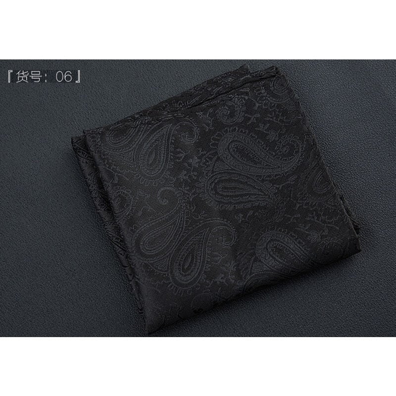 Picture of Elegant Geometric/Floral Polyester Pocket Square for Suit and Blazer, Formal Business Style - 23x23cm (Floral Pure Black,Int: One size)