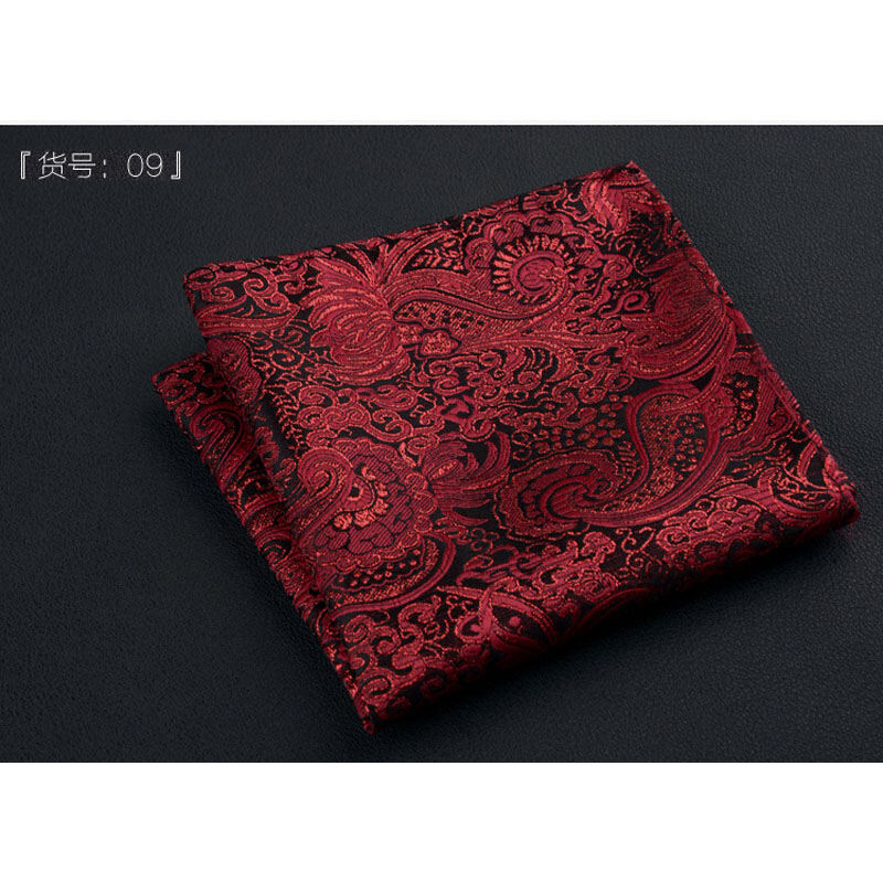 Picture of Elegant Geometric/Floral Polyester Pocket Square for Suit and Blazer, Formal Business Style - 23x23cm (Floral Shiny Maroon,Int: One size)