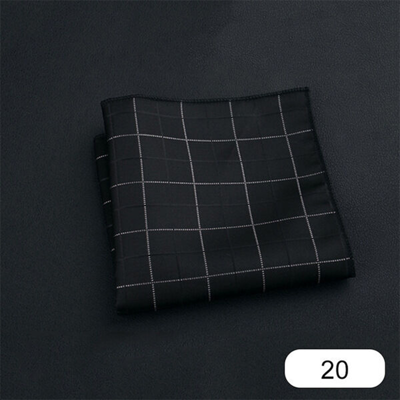 Picture of Elegant Geometric/Floral Polyester Pocket Square for Suit and Blazer, Formal Business Style - 23x23cm (White Check on Black,Int: One size)