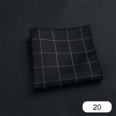 Picture of Elegant Geometric/Floral Polyester Pocket Square for Suit and Blazer, Formal Business Style - 23x23cm (White Check on Black,Int: One size)