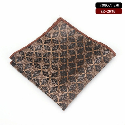 Picture of Elegant Geometric/Floral Polyester Pocket Square for Suit and Blazer, Formal Business Style - 23x23cm (KR2935,Int: One size)