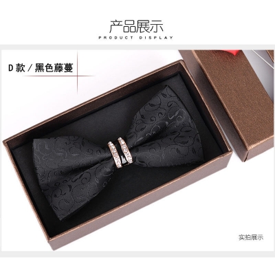 Picture of Rhinestone Butterfly  British Men's Wedding Groom Bow Tie (Thin Floral Black,Int: One size)