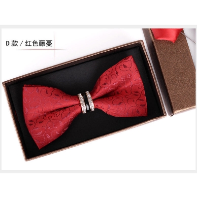 Picture of Rhinestone Butterfly  British Men's Wedding Groom Bow Tie (Thin Floral Red,Int: One size)
