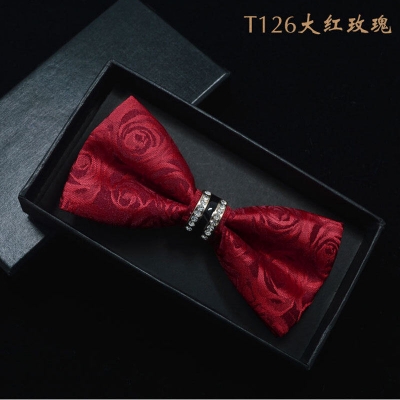 Picture of Rhinestone Butterfly  British Men's Wedding Groom Bow Tie (Rose Pattern Red,Int: One size)