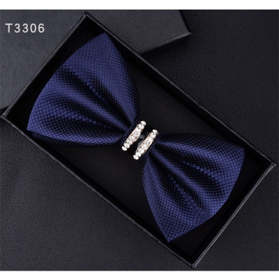 Picture of Rhinestone Butterfly  British Men's Wedding Groom Bow Tie (Plain Navy Blue,Int: One size)
