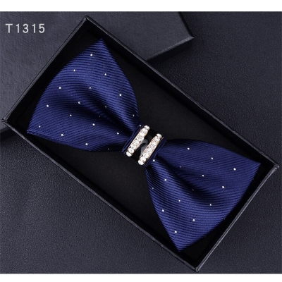 Picture of Rhinestone Butterfly  British Men's Wedding Groom Bow Tie (Dotted Navy Blue,Int: One size)