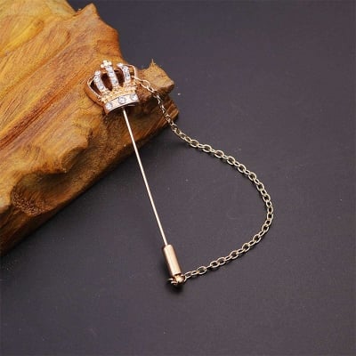 Picture of Retro Hollow Crown Lapel Chain Brooch Pin For Men Suit Lapel (Gold)