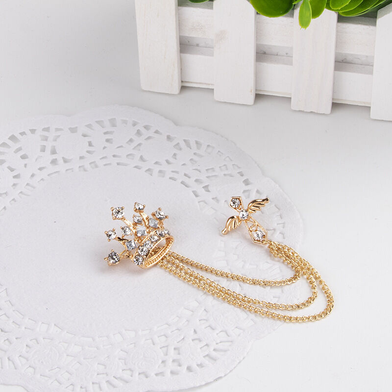 Picture of Crystal Stoned Crown Brooch For Men Suit Fashion Accessories (1PS) (Golden)