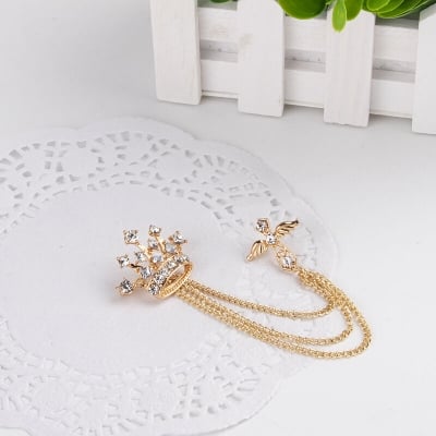 Picture of Crystal Stoned Crown Brooch For Men Suit Fashion Accessories (1PS) (Golden)