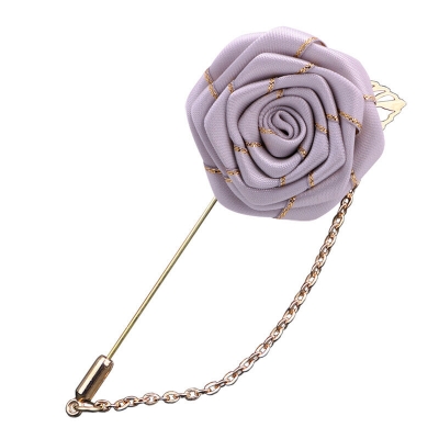 Picture of Cloth Flower Brooch Metal Leaf Lapel For Men Women Casual Fashion Accessories (Light Ash)