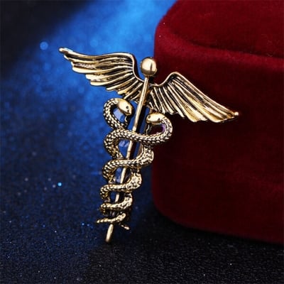 Picture of Retro Angel Wings Men's Caduceus Badge Brooch Clothing Accessories (Bronze)