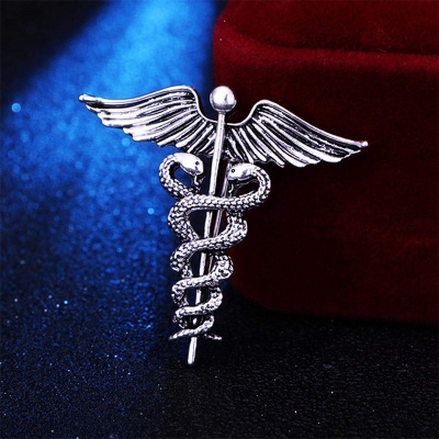 Picture of Retro Angel Wings Men's Caduceus Badge Brooch Clothing Accessories (Light Ash)