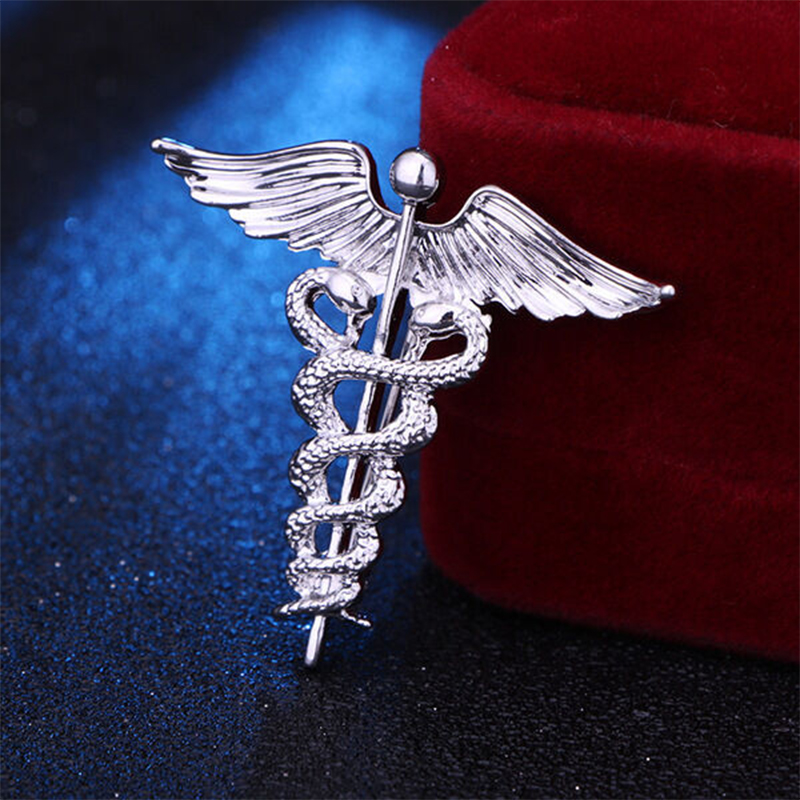 Picture of Retro Angel Wings Men's Caduceus Badge Brooch Clothing Accessories (Silver)