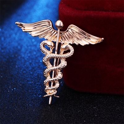 Picture of Retro Angel Wings Men's Caduceus Badge Brooch Clothing Accessories (Gold)