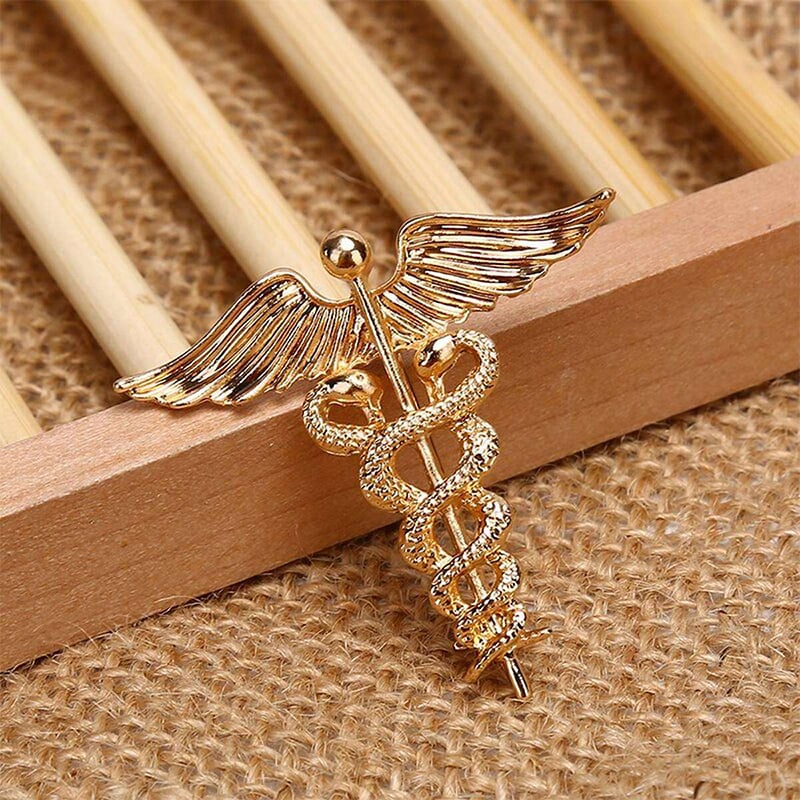Picture of Retro Angel Wings Men's Caduceus Badge Brooch Clothing Accessories (Gold)