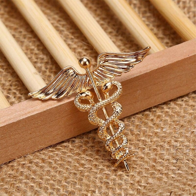 Picture of Retro Angel Wings Men's Caduceus Badge Brooch Clothing Accessories (Gold)