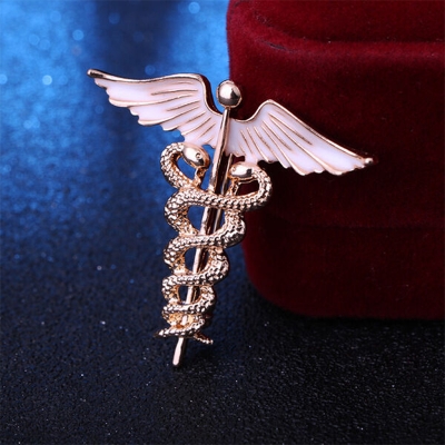 Picture of Retro Angel Wings Men's Caduceus Badge Brooch Clothing Accessories (Rose Gold)