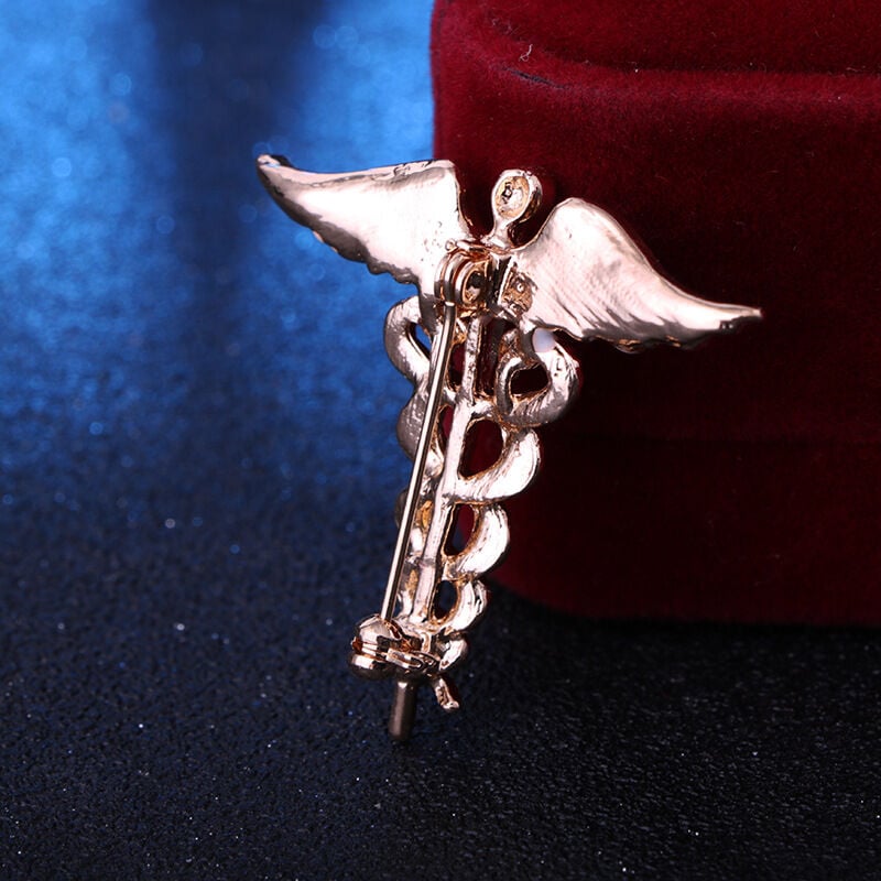 Picture of Retro Angel Wings Men's Caduceus Badge Brooch Clothing Accessories (Rose Gold)