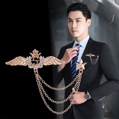 Picture of Wings Brooch Men'S Daily Banquet Suit Shirt Accessories (Gold)