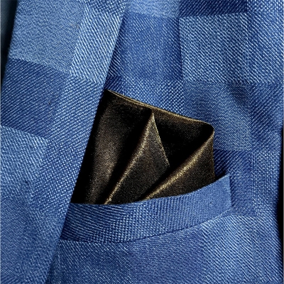 Picture of New Men Silk Satin Plain Color Pocket Square for Business Suit Accessories 22x22cm (Black,M)