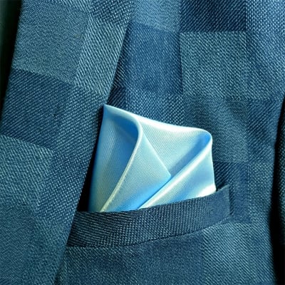 Picture of New Men Silk Satin Plain Color Pocket Square for Business Suit Accessories 22x22cm (Light blue,M)