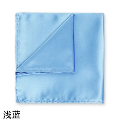 Picture of New Men Silk Satin Plain Color Pocket Square for Business Suit Accessories 22x22cm (Light blue,M)