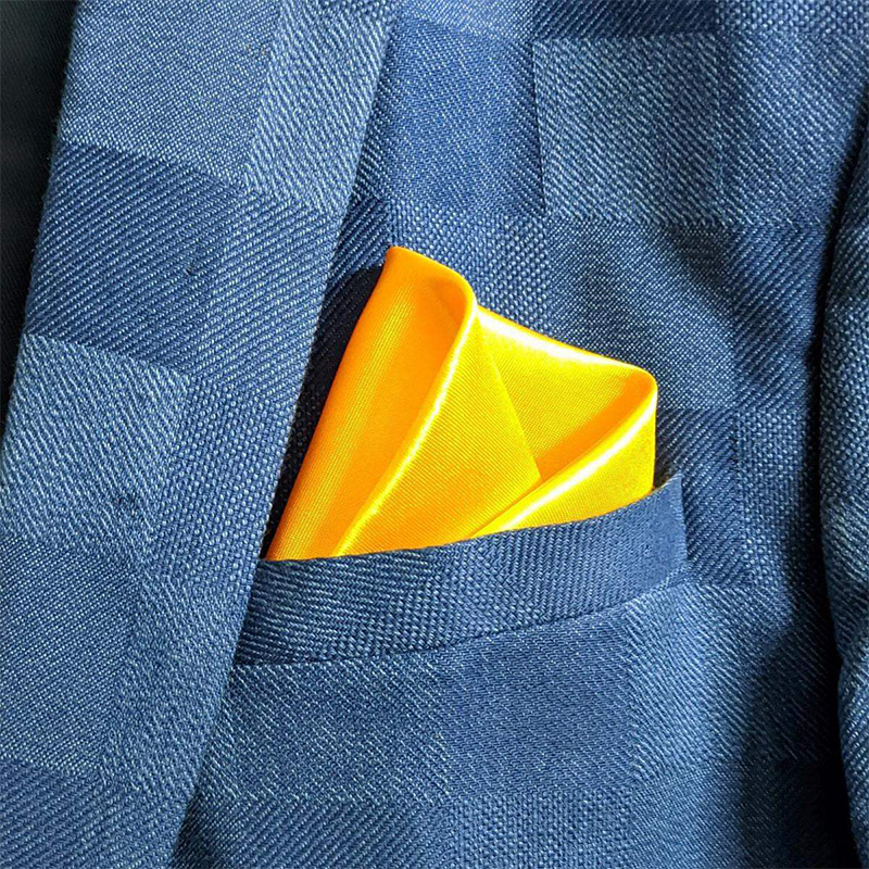 Picture of New Men Silk Satin Plain Color Pocket Square for Business Suit Accessories 22x22cm (Glow Yellow,M)