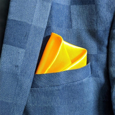 Picture of New Men Silk Satin Plain Color Pocket Square for Business Suit Accessories 22x22cm (Glow Yellow,M)