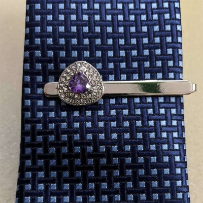 Picture of Crystal stone Men's New French business shirt tie clip (Purple)
