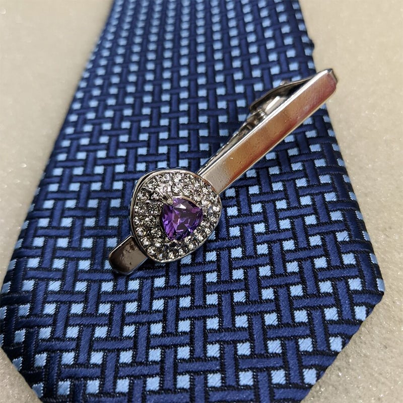 Picture of Crystal stone Men's New French business shirt tie clip (Purple)
