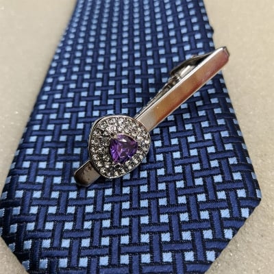 Picture of Crystal stone Men's New French business shirt tie clip (Purple)